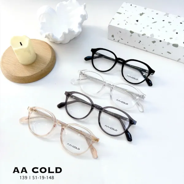 Gọng kính acetate AA-COLD 139 dáng tròn, các màu đang có tại cửa hàng