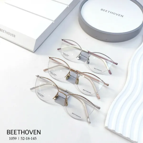 BEETHOVEN 1075 rectangular titanium alloy frames in black and silver