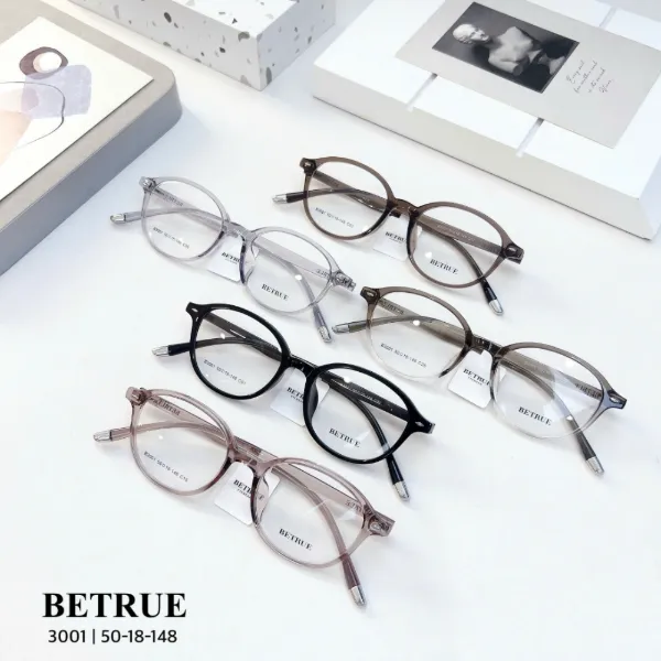 BETRUE 3007 square acetate frames in black, grey and smoke