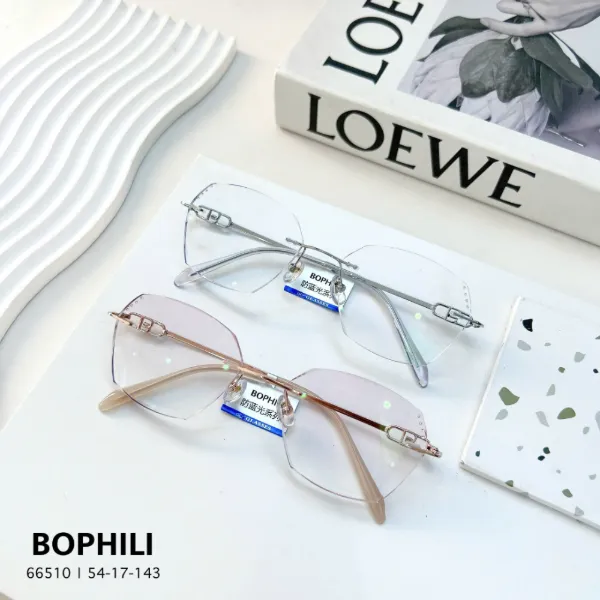 Gọng kính titan không viền BOPHILI 66510 dáng chữ nhật, các màu đang có tại cửa hàng