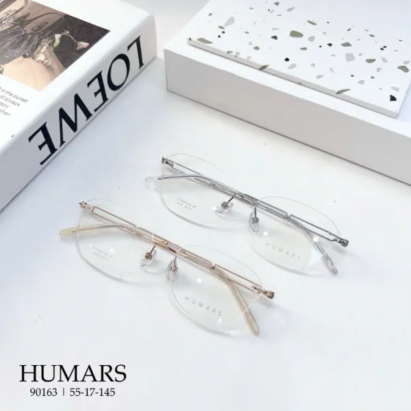 HUMARS 90163 rimless titanium frames in silver and gold