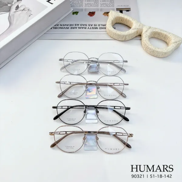 Gọng kính titan không viền HUMARS 90321 dáng tròn, các màu đang có tại cửa hàng