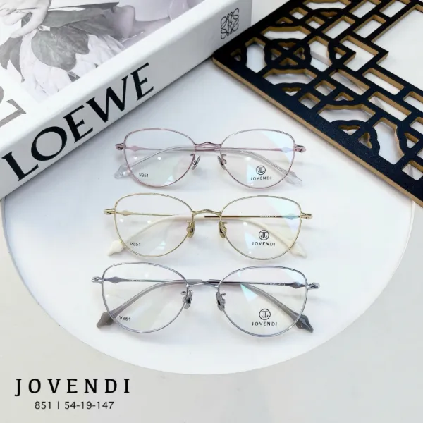 JOVENDI V851 cat-eye pure titanium frames in pink, gold and silver