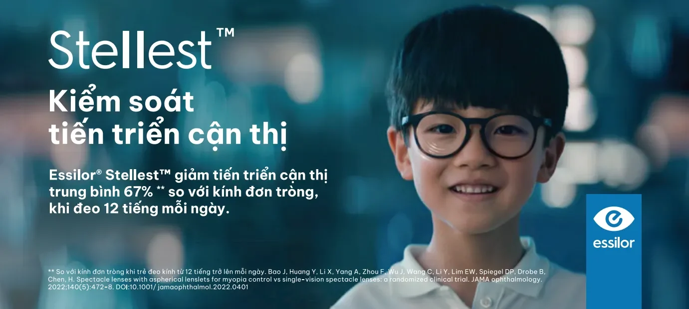 Tròng Essilor Stellest kiểm soát tiến triển cận thị cho trẻ em