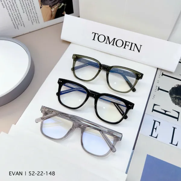 Gọng kính acetate TOMOFIN EVAN dáng vuông, các màu đang có tại cửa hàng