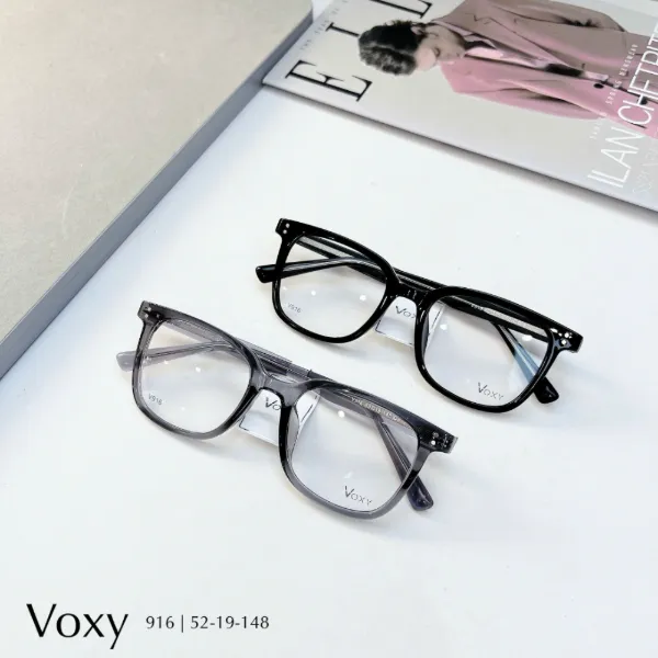 VOXY 916 square acetate frames in black and translucent grey